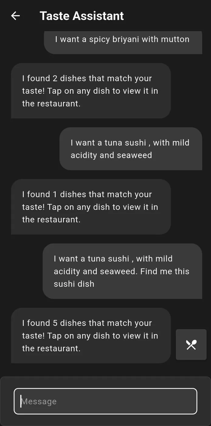 The Taste Assistant — a conversation, not a query box.
