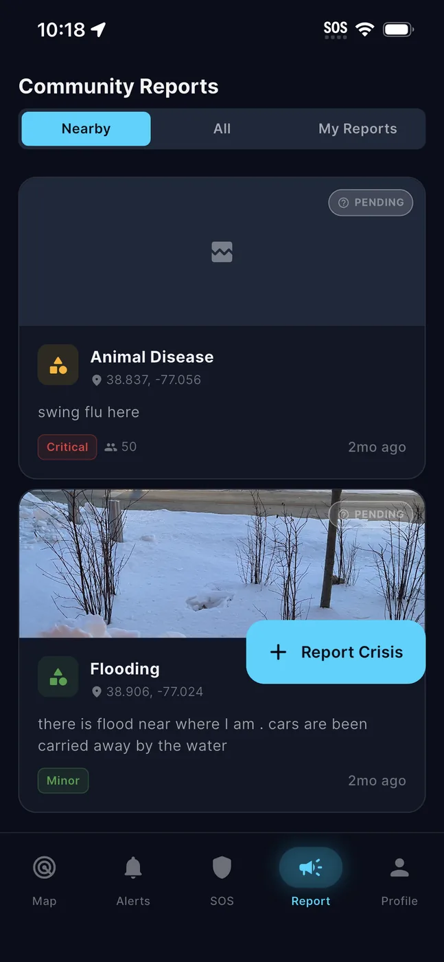 Community reports from users nearby.